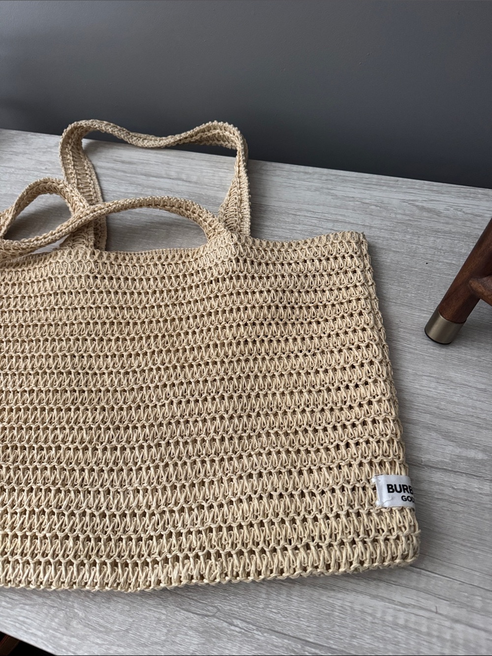 Burberry Beige Crochet Tote with Double Shoulder Straps